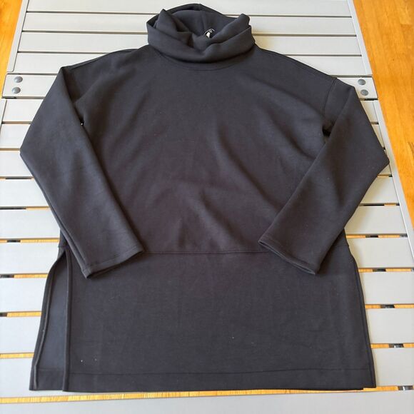 Spanx Air Essentials Tunic Sweater Women's XS Black Long Sleeve Turtleneck Slit - Picture 2 of 7